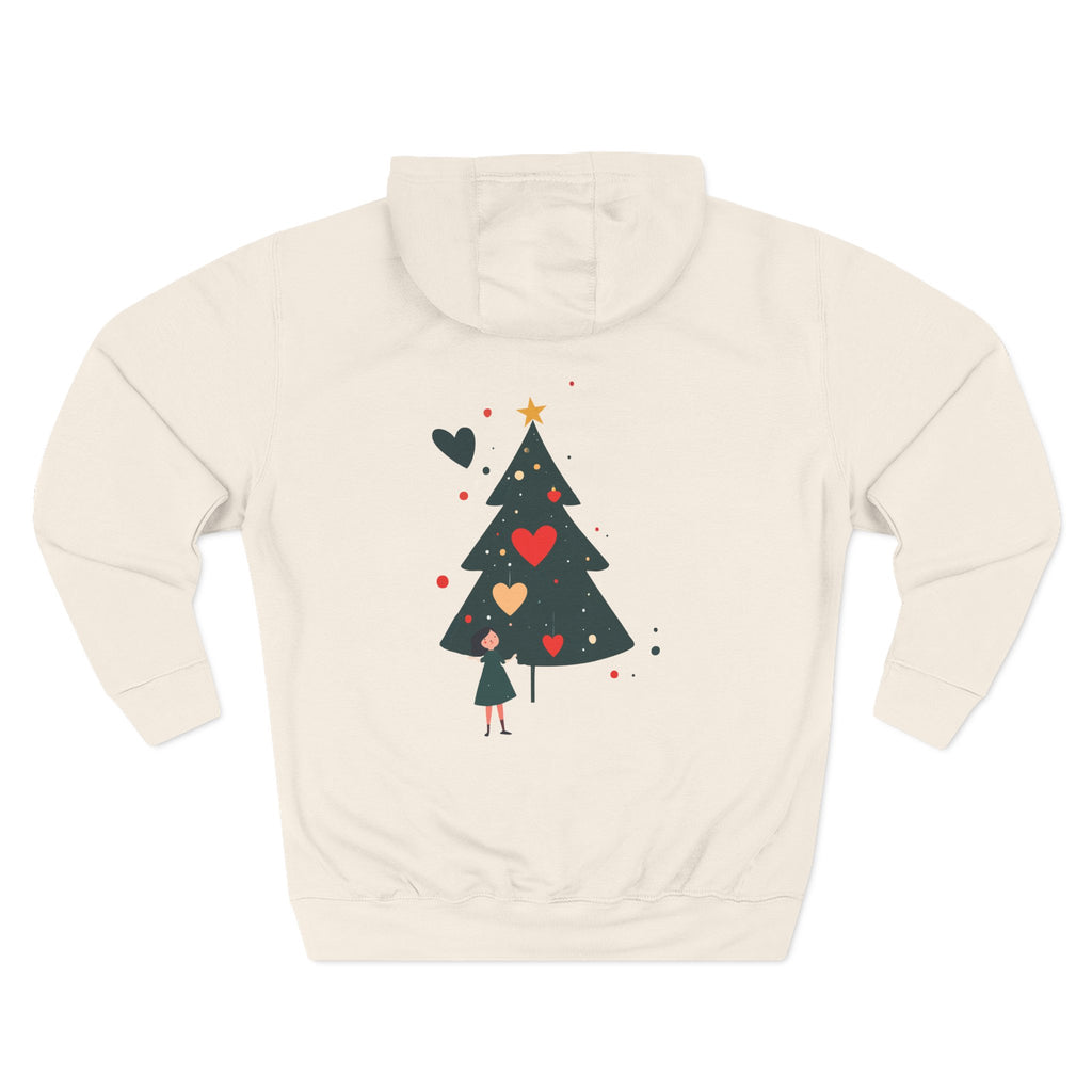 Christmas Tree Heart Hoodie – Cute Minimal Holiday Fleece Hoodie
