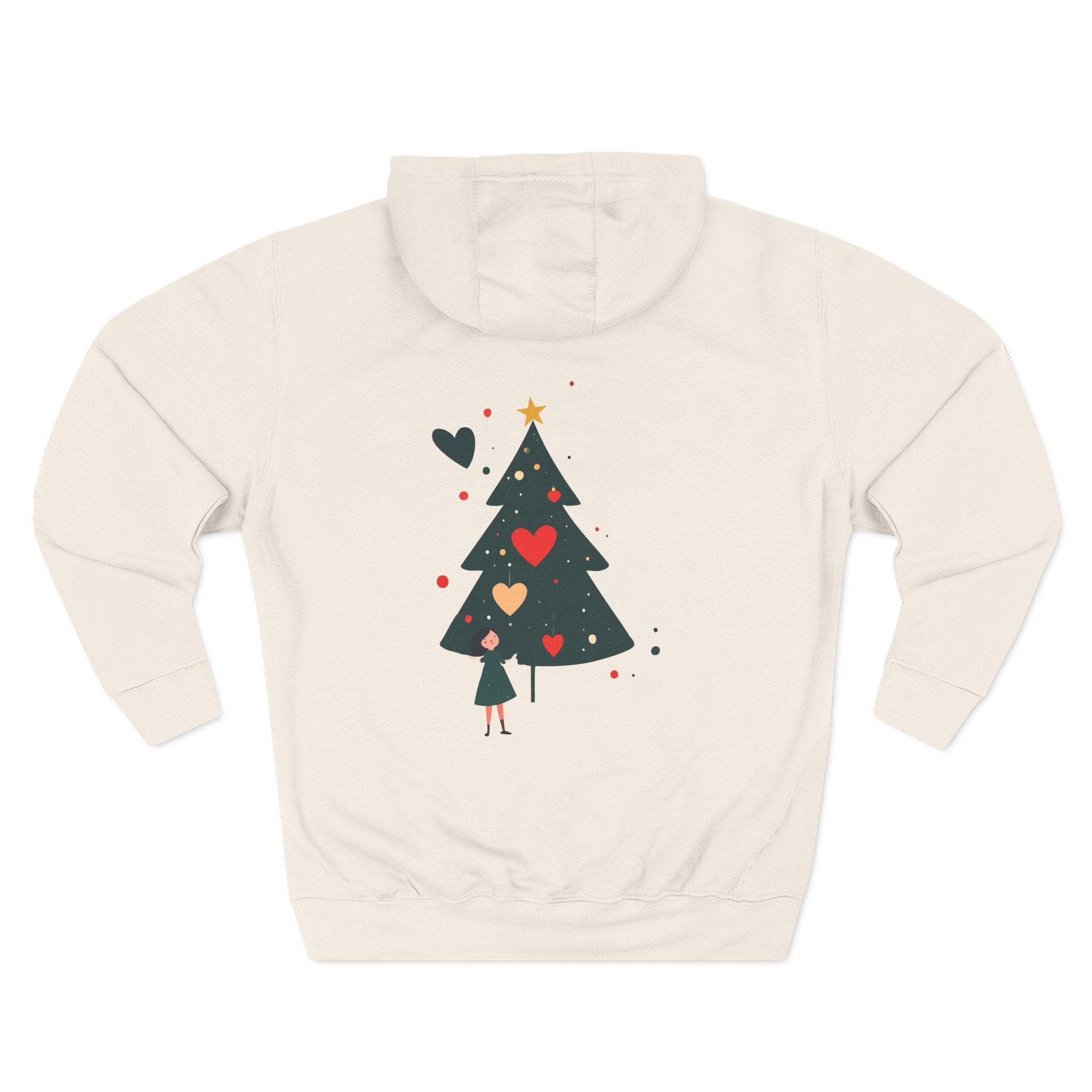 Christmas Tree Heart Hoodie – Cute Minimal Holiday Fleece Hoodie