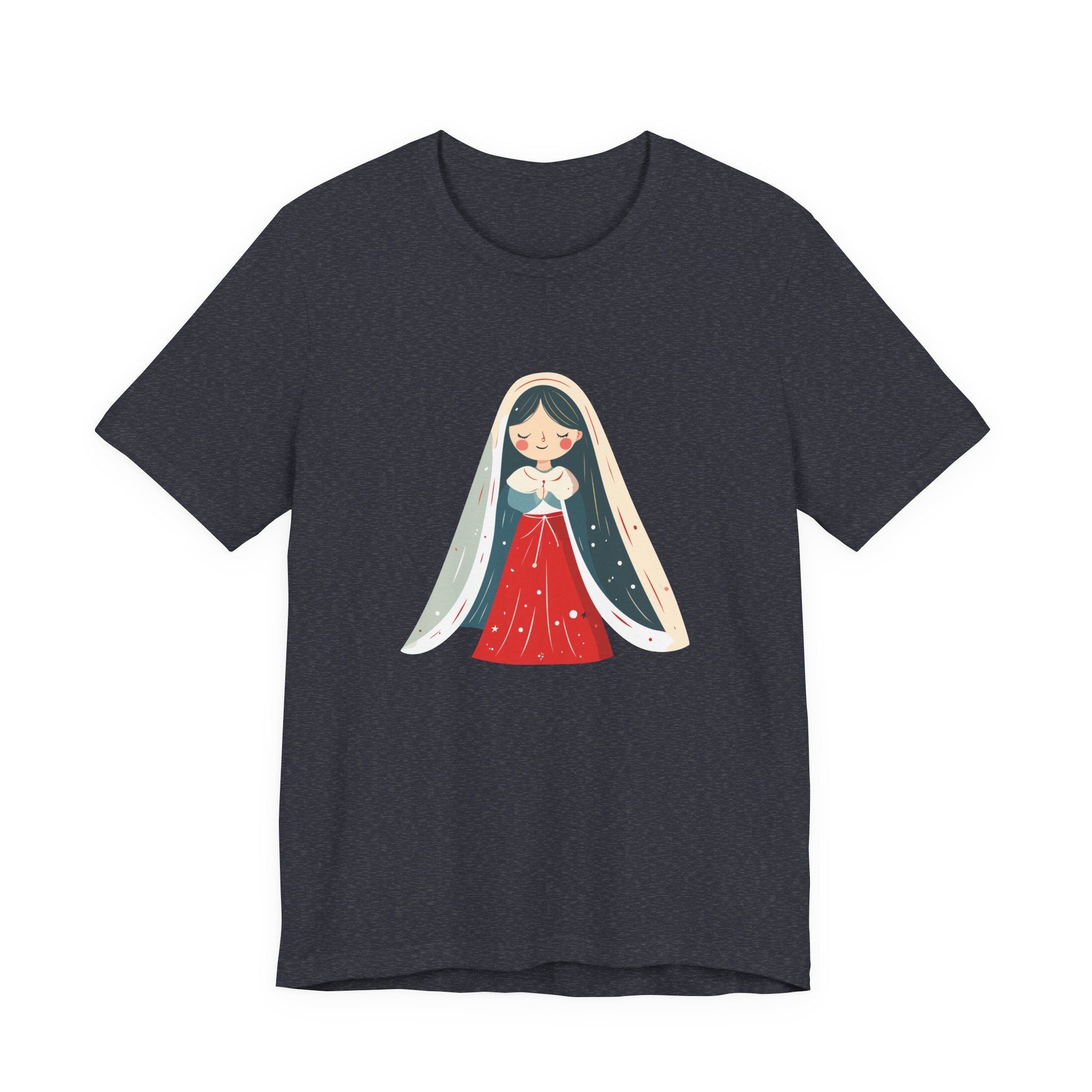 Virgin Mary Illustration Tee — Cute Nativity T-Shirt