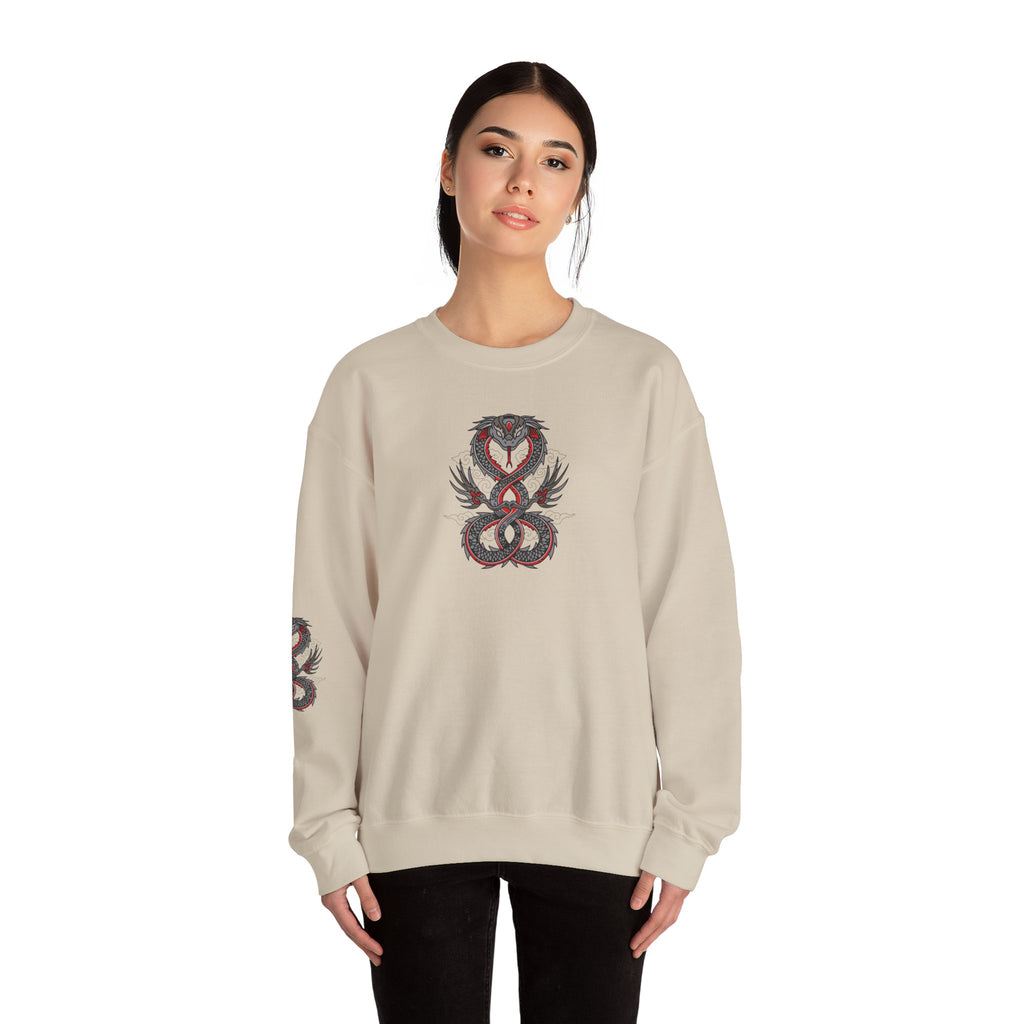 Dragon Ouroboros Crewneck Sweatshirt Gothic Snake Infinity Design