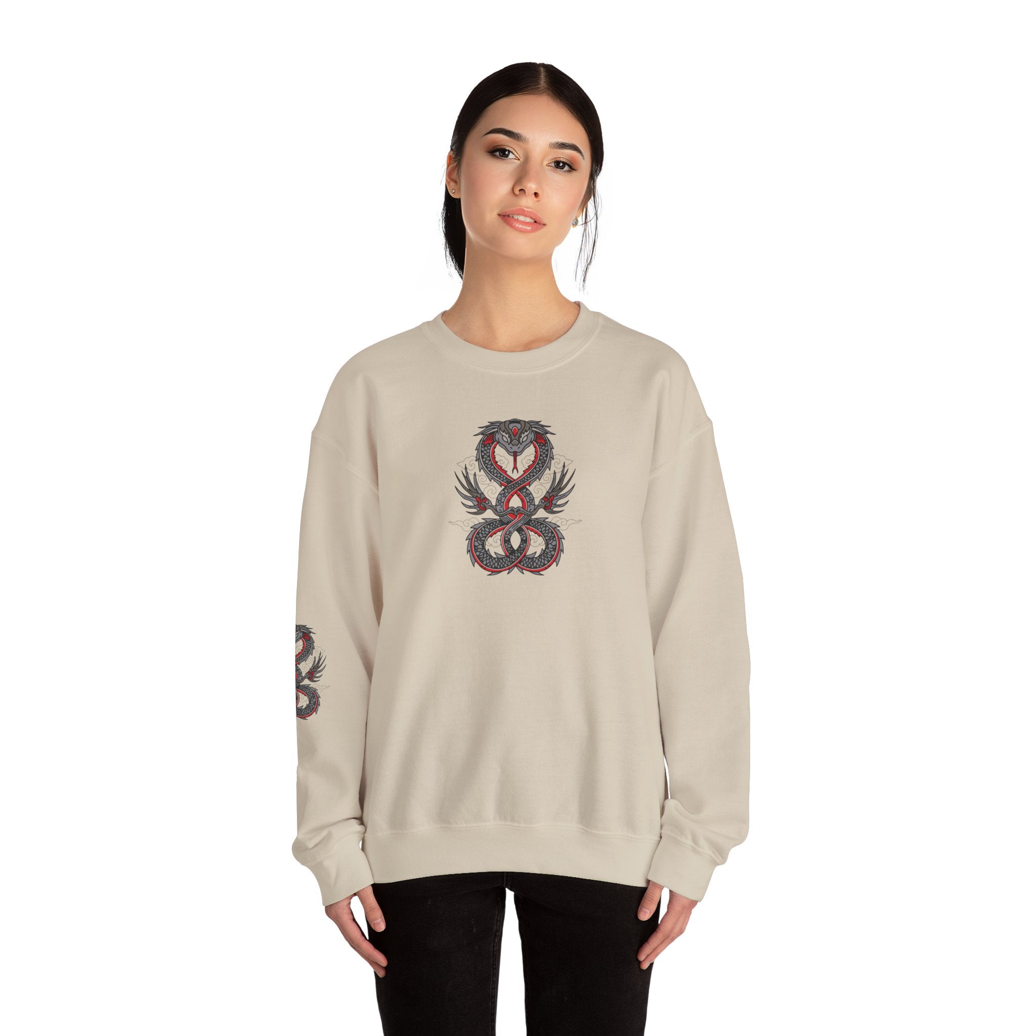 Dragon Ouroboros Crewneck Sweatshirt Gothic Snake Infinity Design