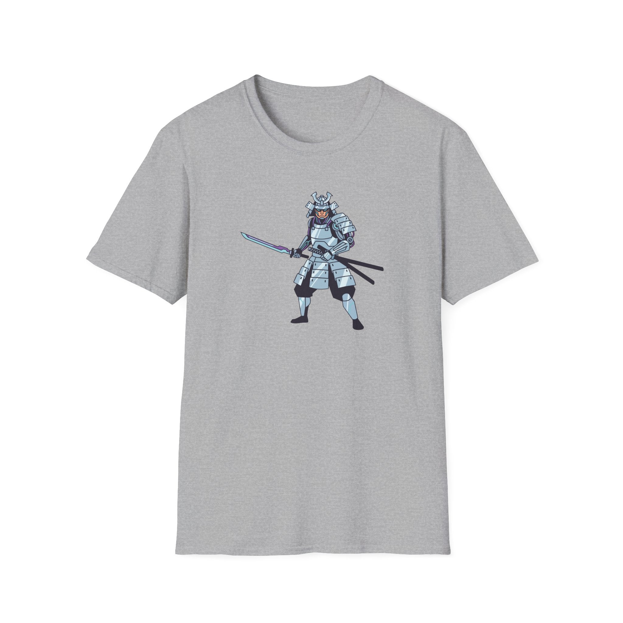 Samurai Warrior T-Shirt Vintage Blue Armor Kanji-Inspired Tee