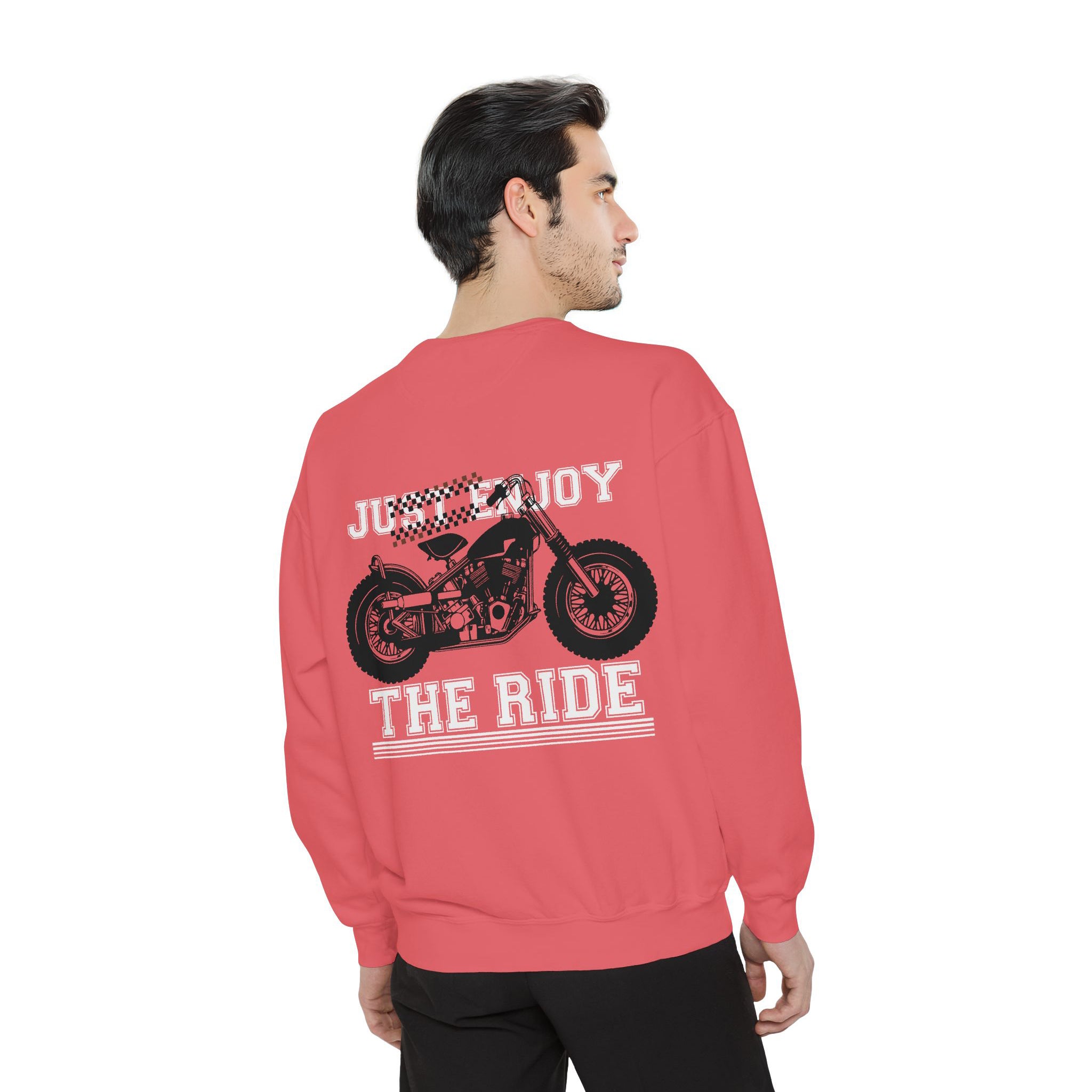 Motorcycle Sweatshirt  "Just Enjoy The Ride" Vintage Bike Crewneck - Devjeen