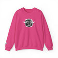 Pink sweatshirt with a graphic design on a white background