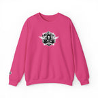 Pink sweatshirt with a graphic design on a white background