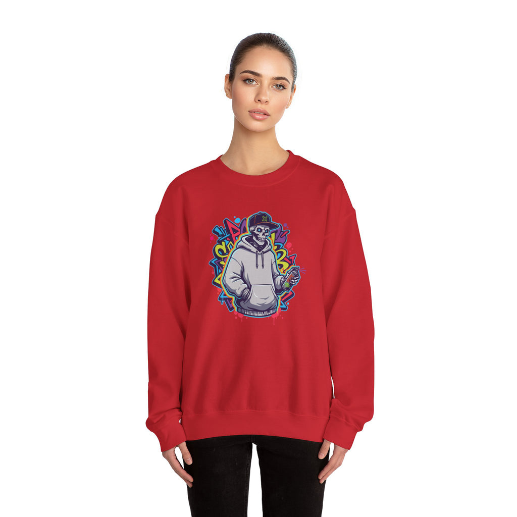 Skull Streetwear Crewneck Sweatshirt Graffiti Skull Hoodie Design