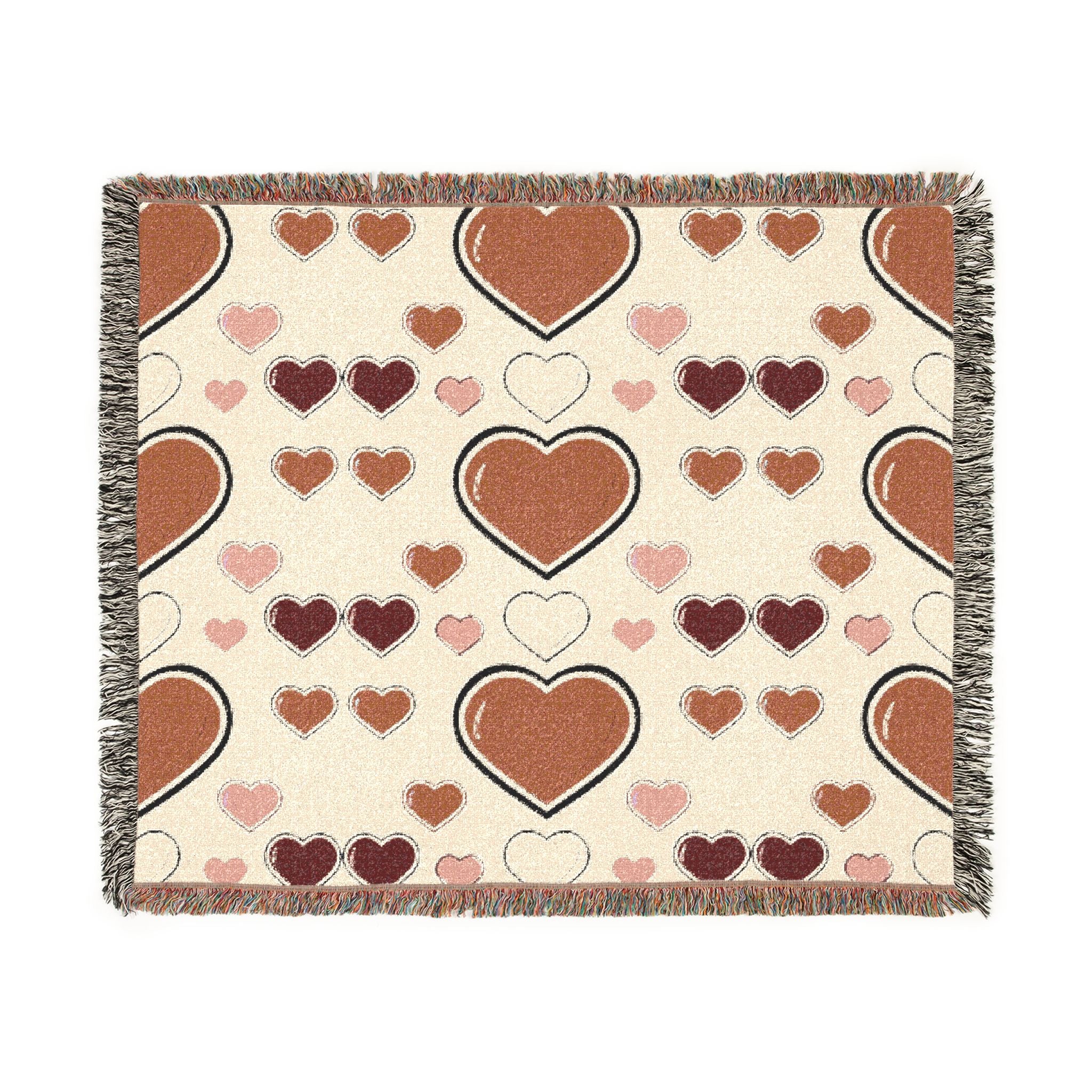 Blanket with heart pattern on a white background