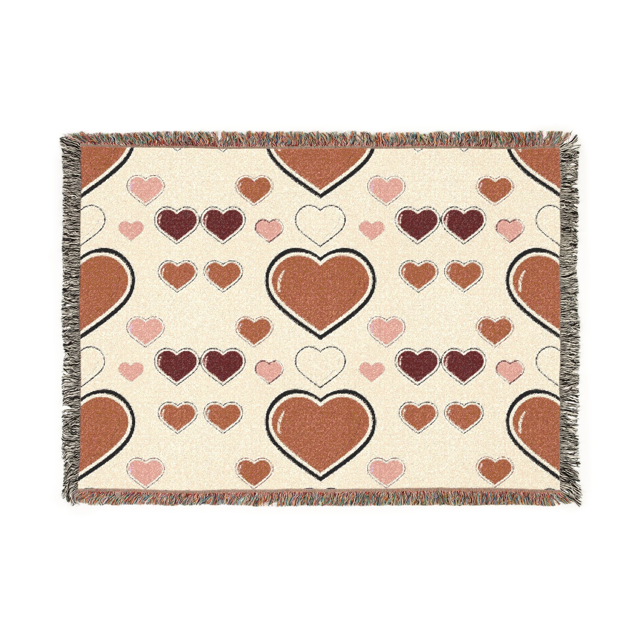 Blanket with heart pattern on a white background