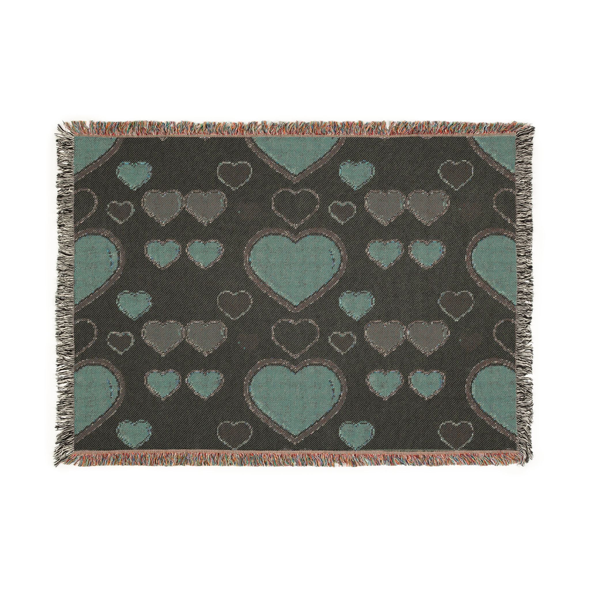 Blanket with heart pattern on a plain background