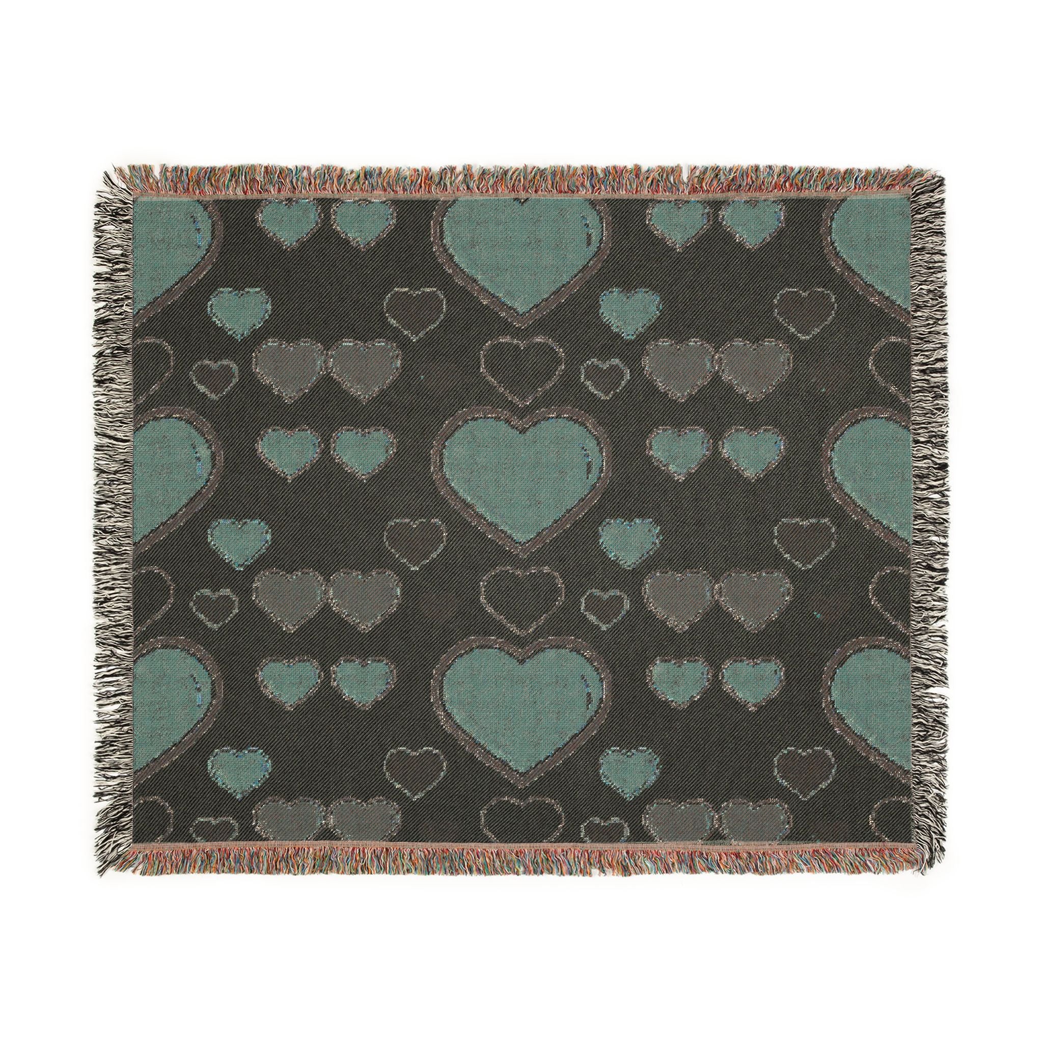 Blanket with heart pattern on a plain background