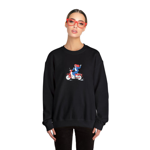 Biker Girl Retro Motorcycle Crewneck Sweatshirt