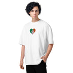 Woman Face in Heart Unisex Organic Oversized High Neck T-Shirt
