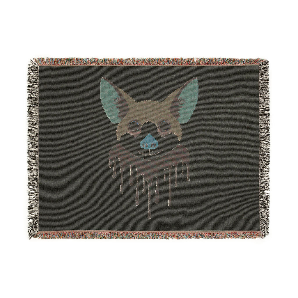 Blanket with a dog design on a black background