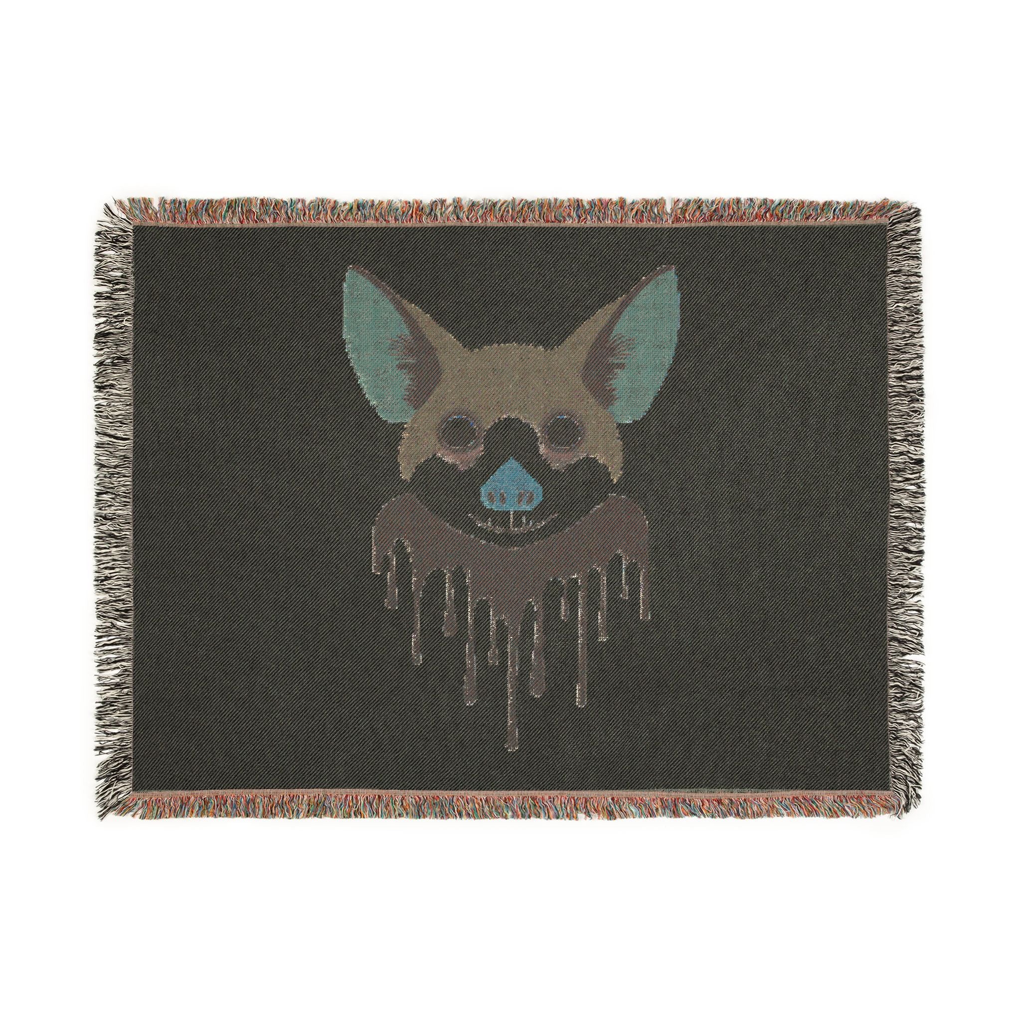 Blanket with a dog design on a black background