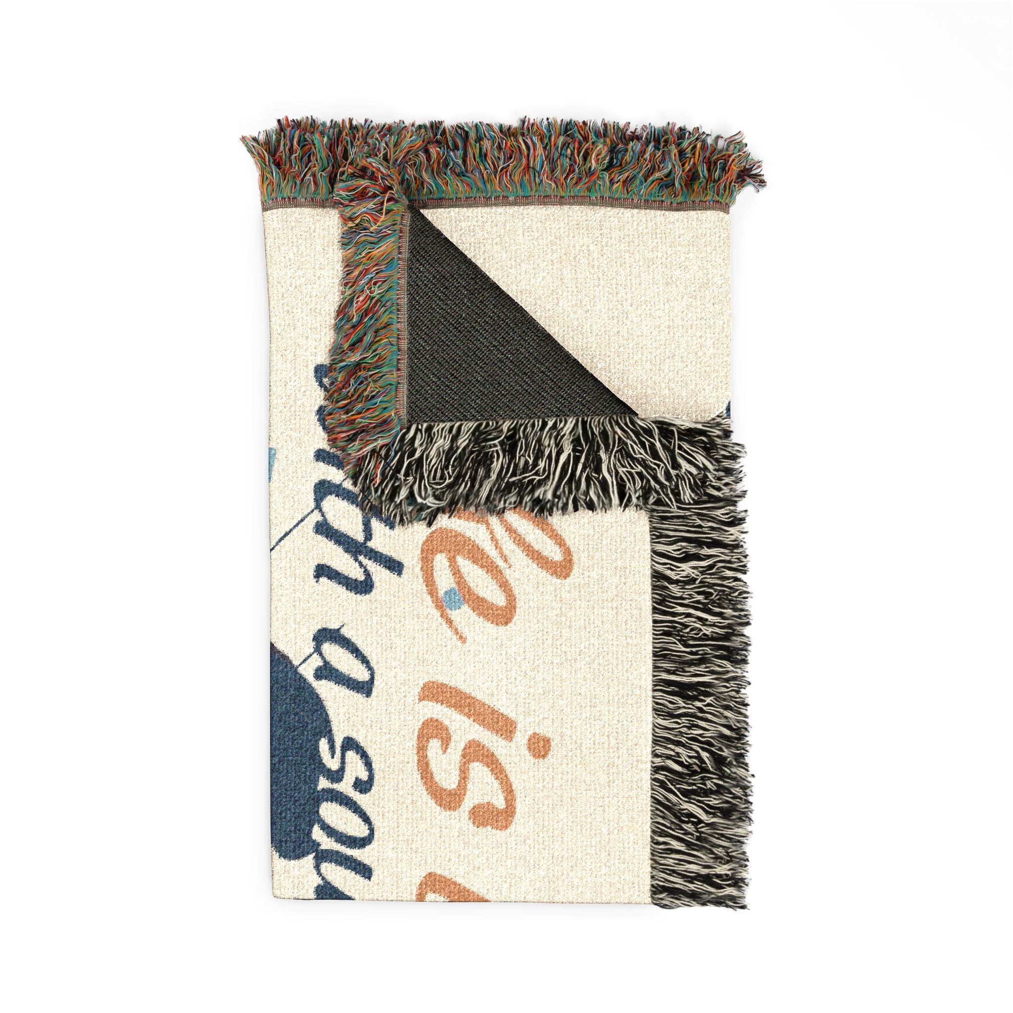 Textile product with fringed edge on a white background