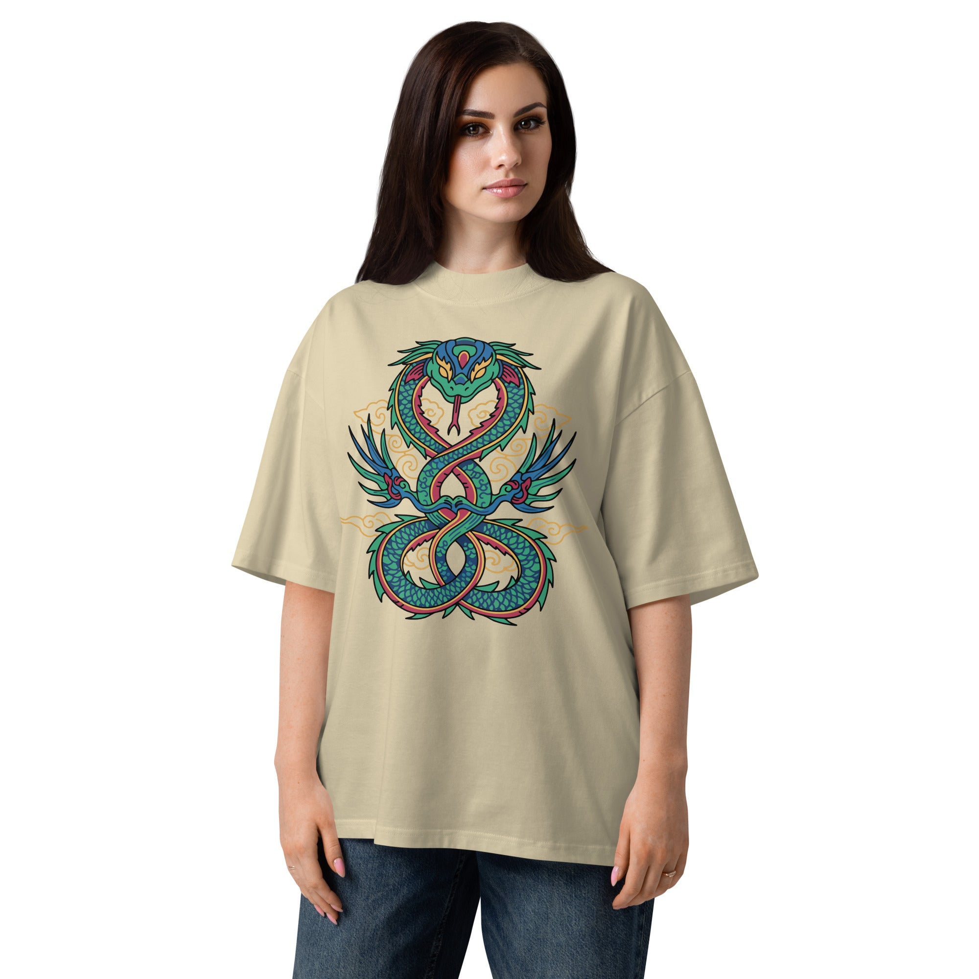 Unisex Organic Dragon Snake Oversized T-Shirt