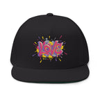 Black cap with colorful 'LOVE' design on a white background