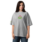 Funny Frog Dancing on Leaves Around a Heart Organic Oversized T-Shirt