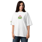 Funny Frog Dancing on Leaves Around a Heart Organic Oversized T-Shirt