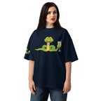 Funny Snake Character Unisex Organic Oversized High Neck T-Shirt