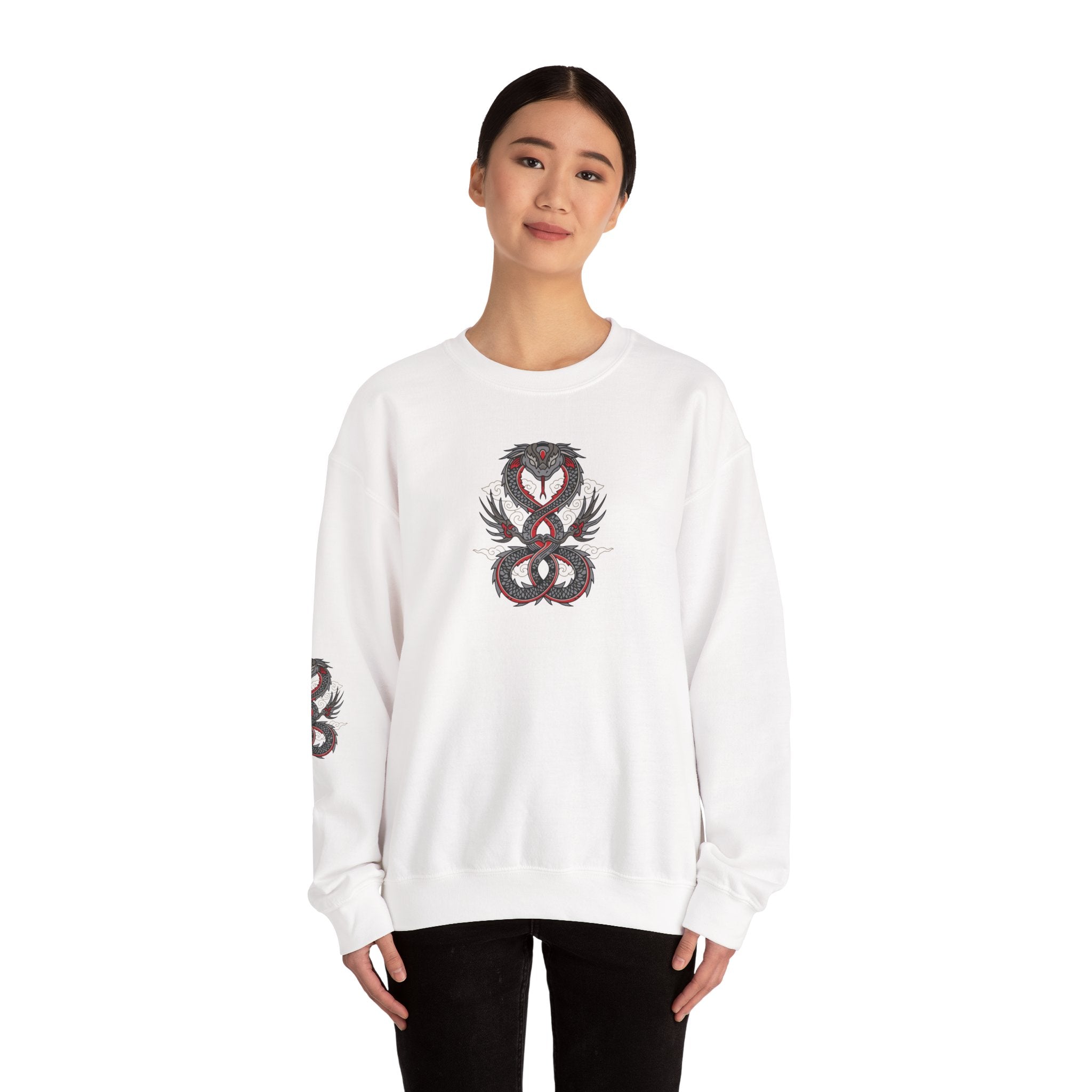 Dragon Ouroboros Crewneck Sweatshirt Gothic Snake Infinity Design