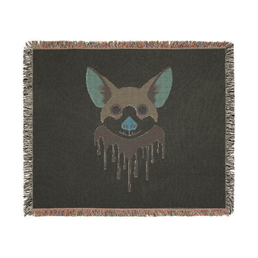 Blanket with a dog illustration on a black background