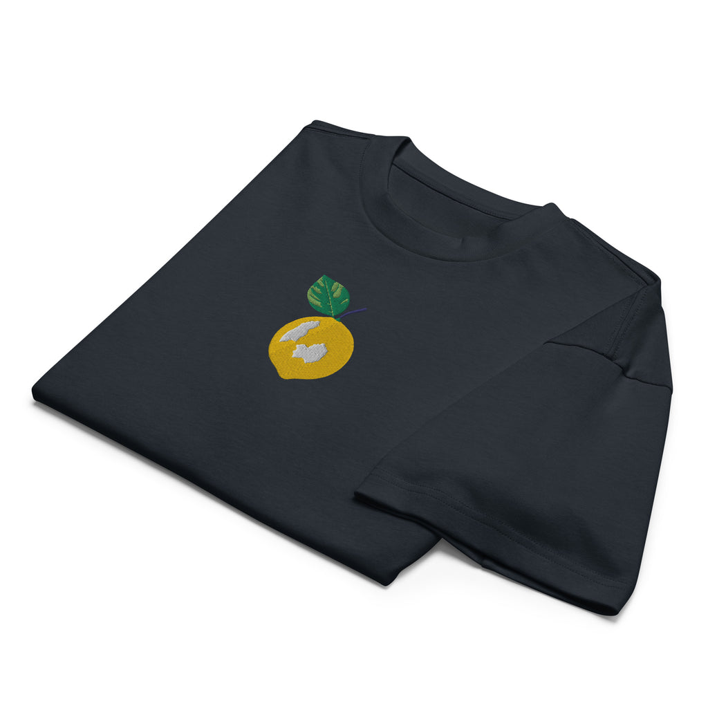 Dark gray sweatshirt with a colorful graphic on a white background