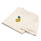 Beige sweatshirt with a colorful graphic on a white background