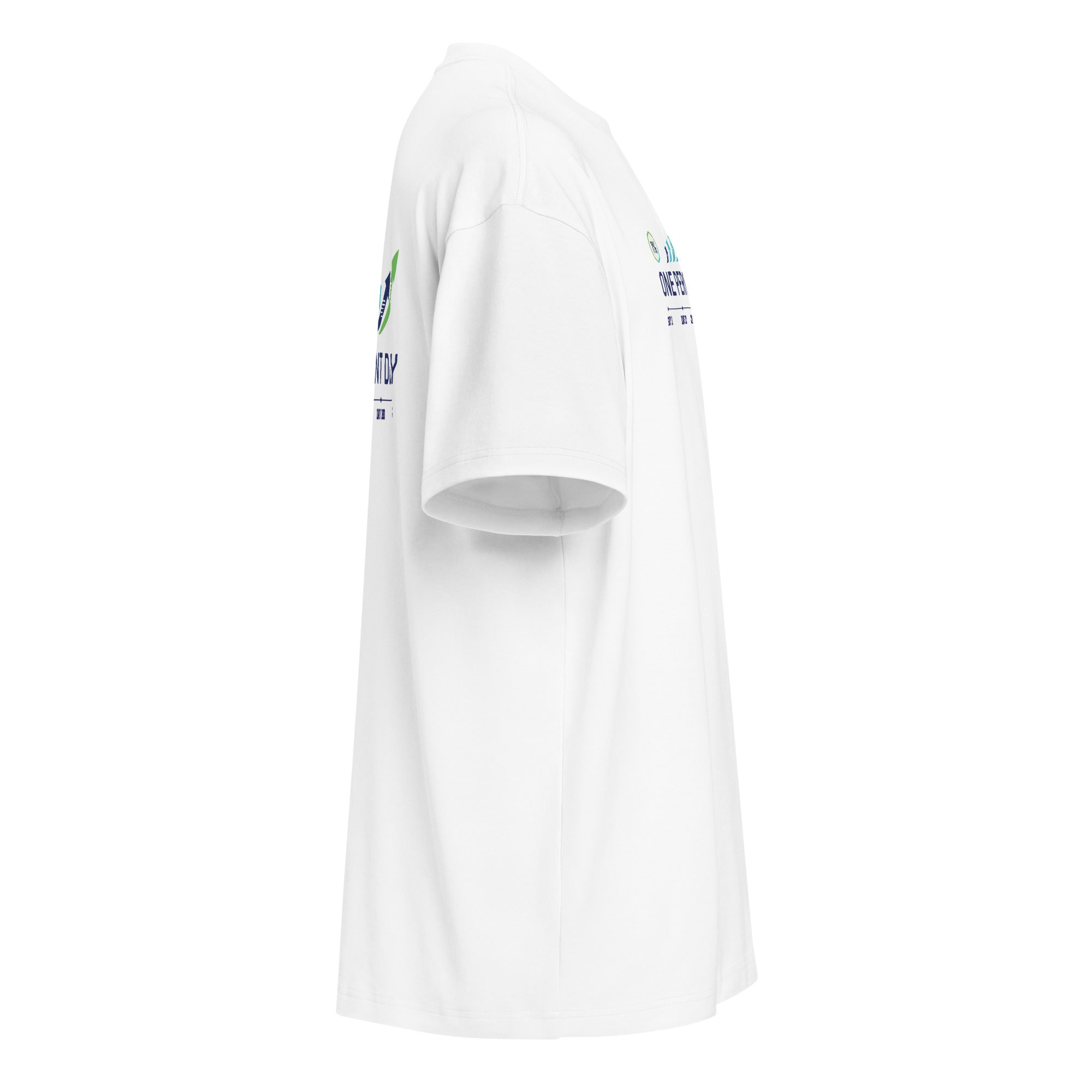 White t-shirt with brand logos on a white background