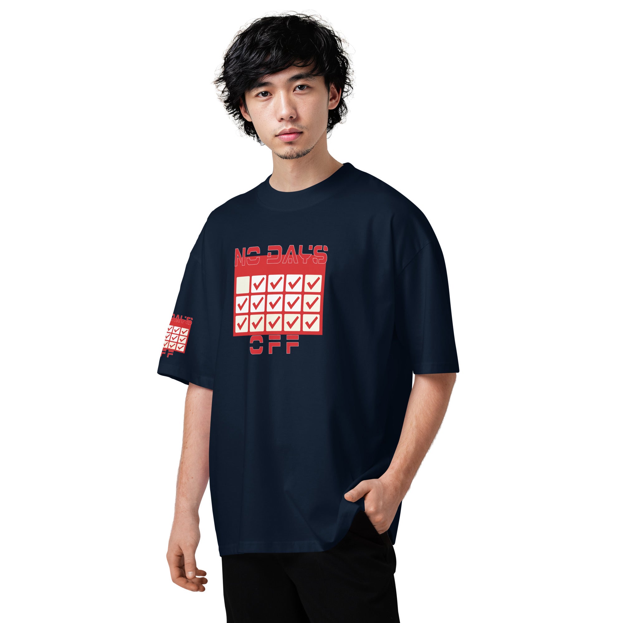 “No Days Off” Unisex Organic Oversized High Neck T-Shirt
