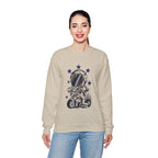 Astronaut Riding Scooter Crewneck Sweatshirt Retro Space Biker Graphic