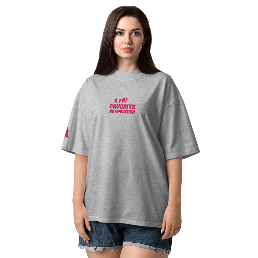 Embroidered My Favorite Notification Organic Oversized High Neck T-Shirt