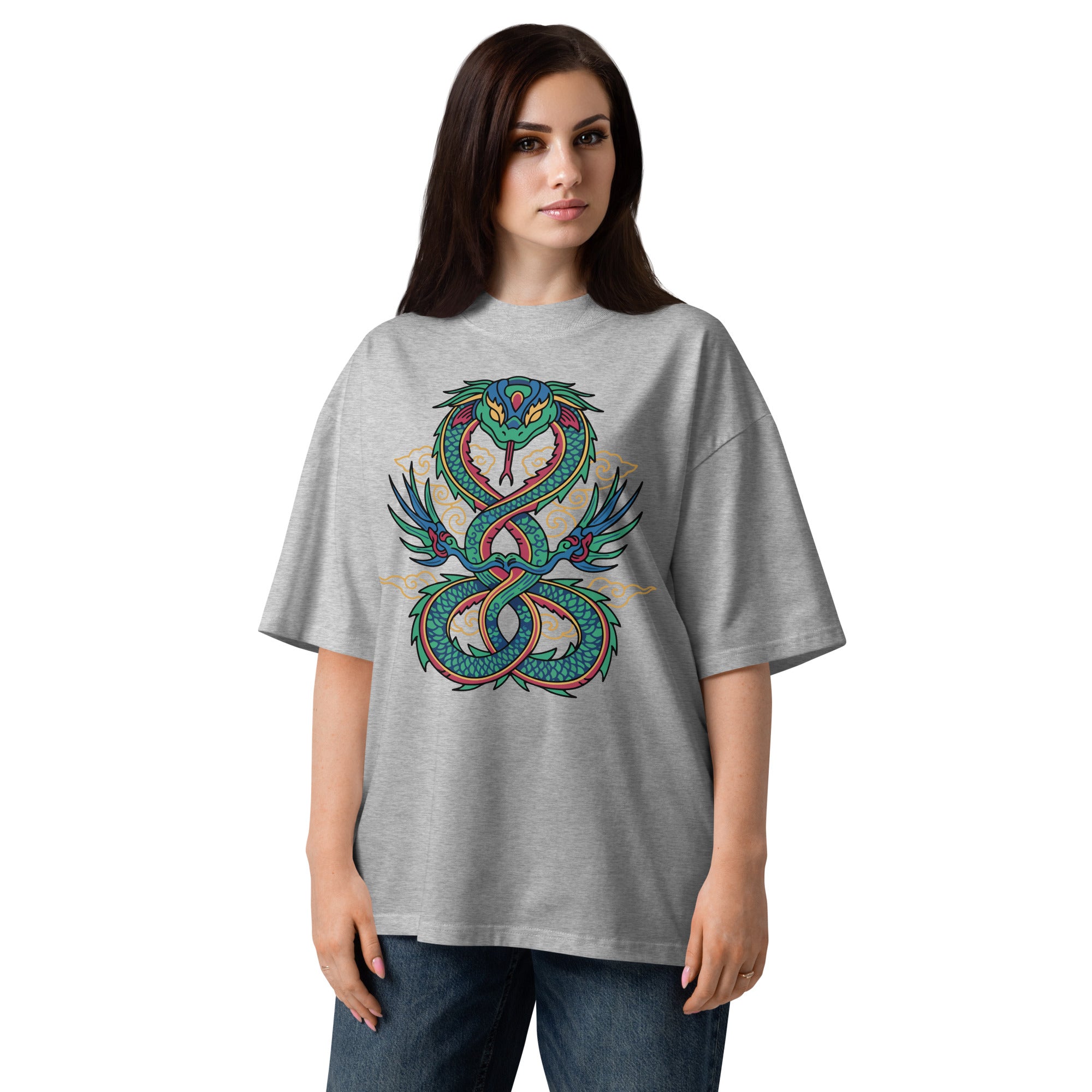 Unisex Organic Dragon Snake Oversized T-Shirt
