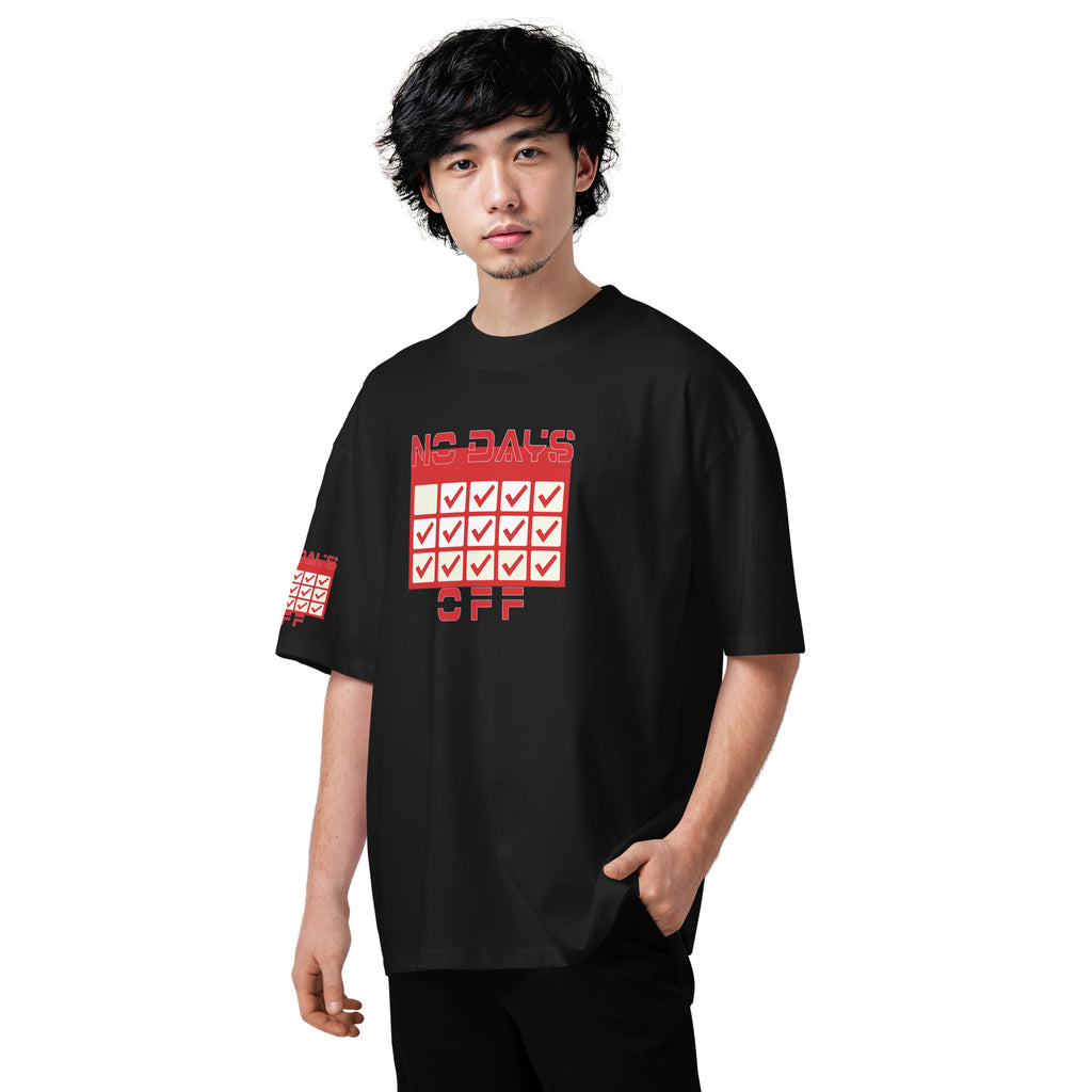 “No Days Off” Unisex Organic Oversized High Neck T-Shirt