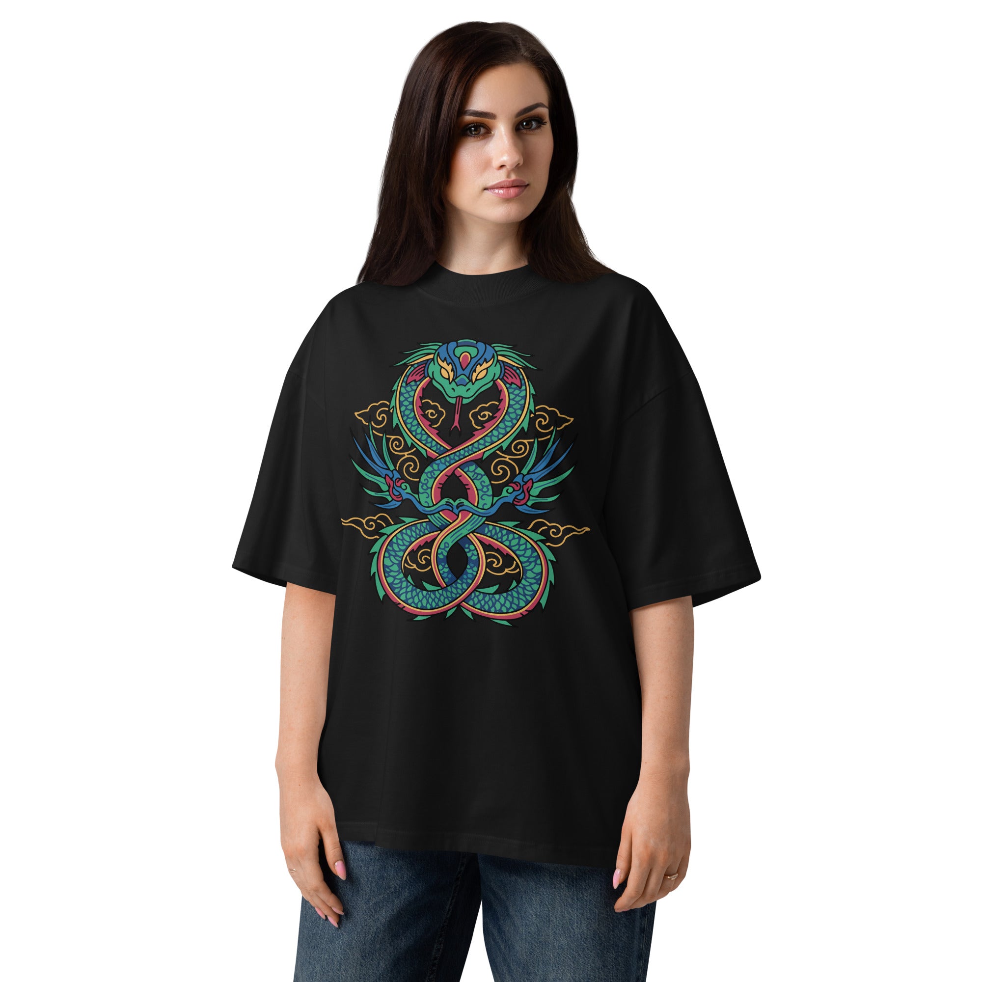 Unisex Organic Dragon Snake Oversized T-Shirt