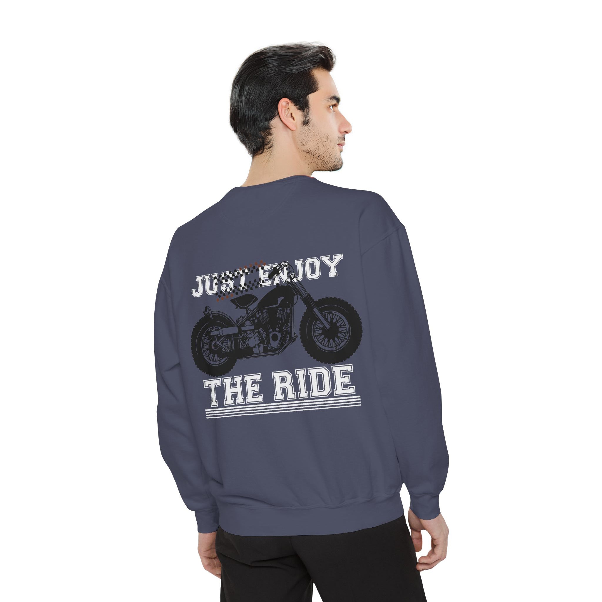 Motorcycle Sweatshirt  "Just Enjoy The Ride" Vintage Bike Crewneck - Devjeen