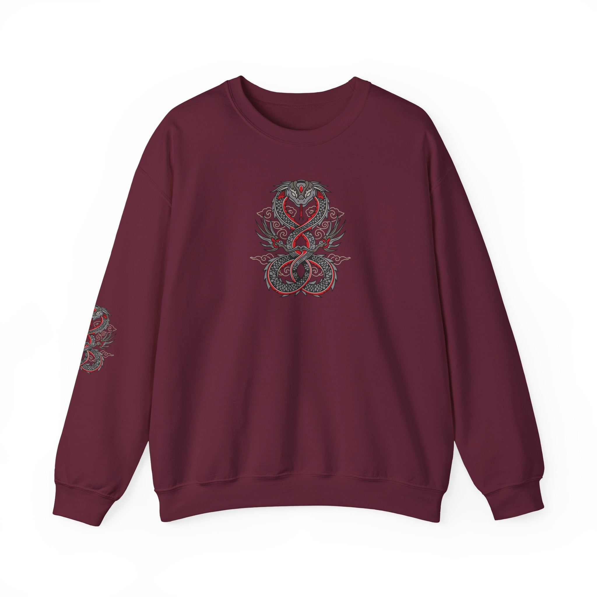 Dragon Ouroboros Crewneck Sweatshirt Gothic Snake Infinity Design