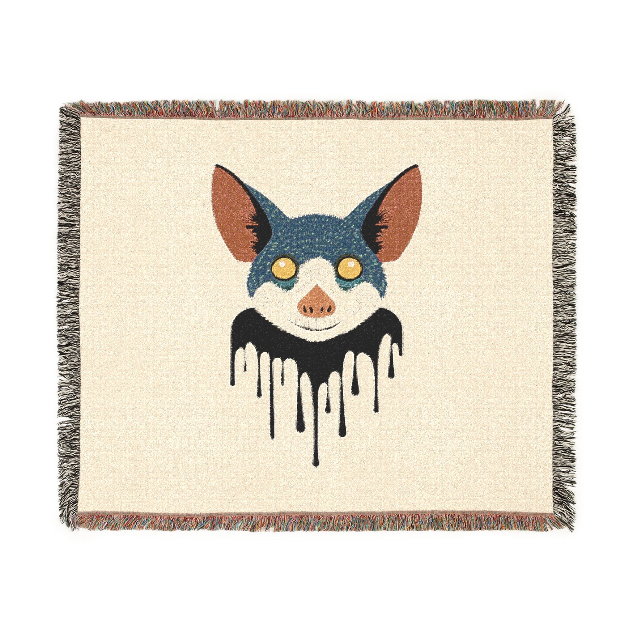 Dripping Bat Woven Throw Blanket Gothic Animal Tapestry Cozy Décor