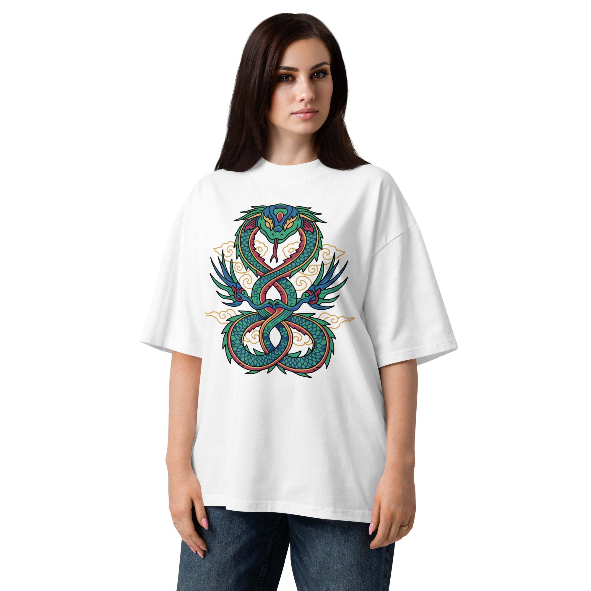 Unisex Organic Dragon Snake Oversized T-Shirt