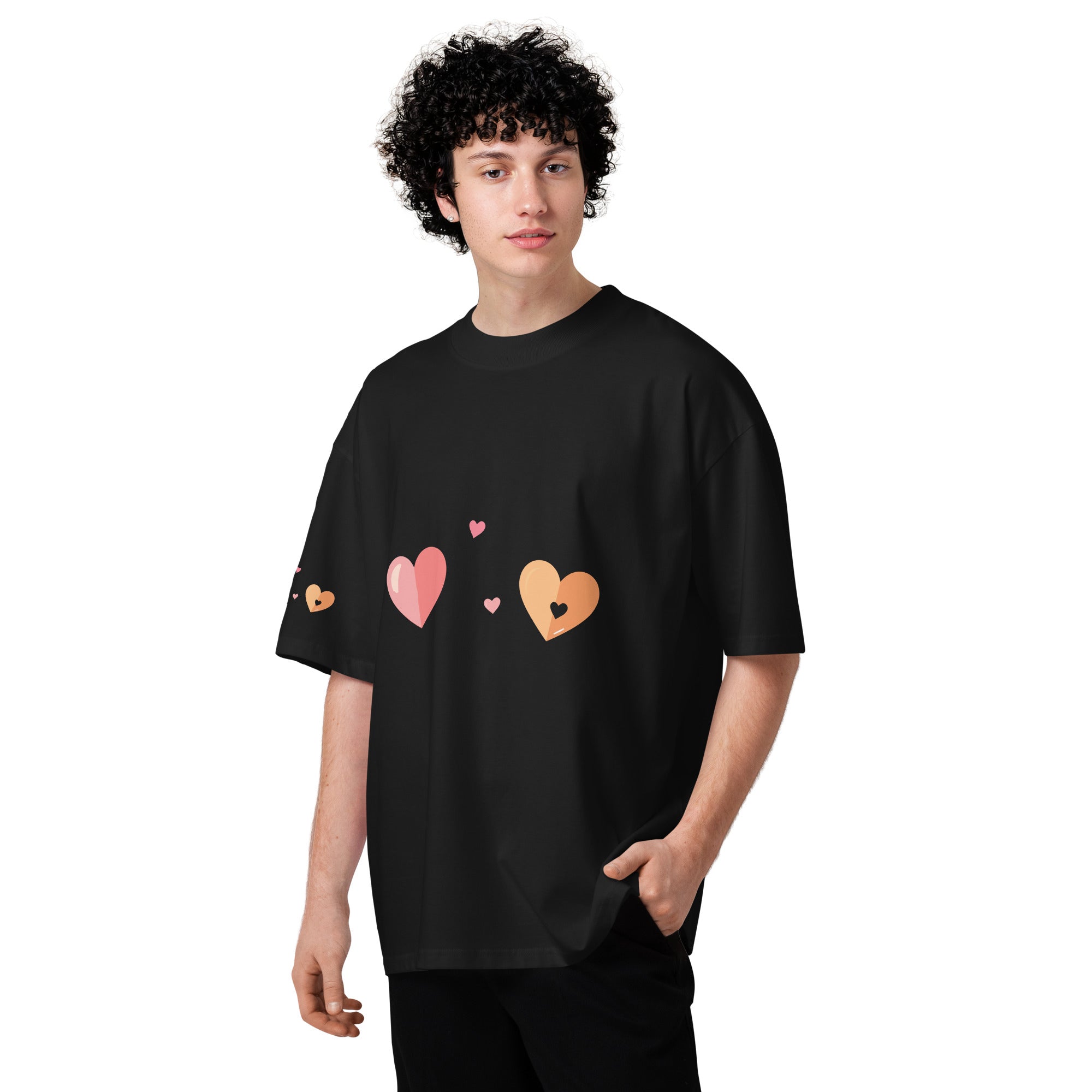 Valentine themed Hearts Unisex organic oversized high neck t-shirt