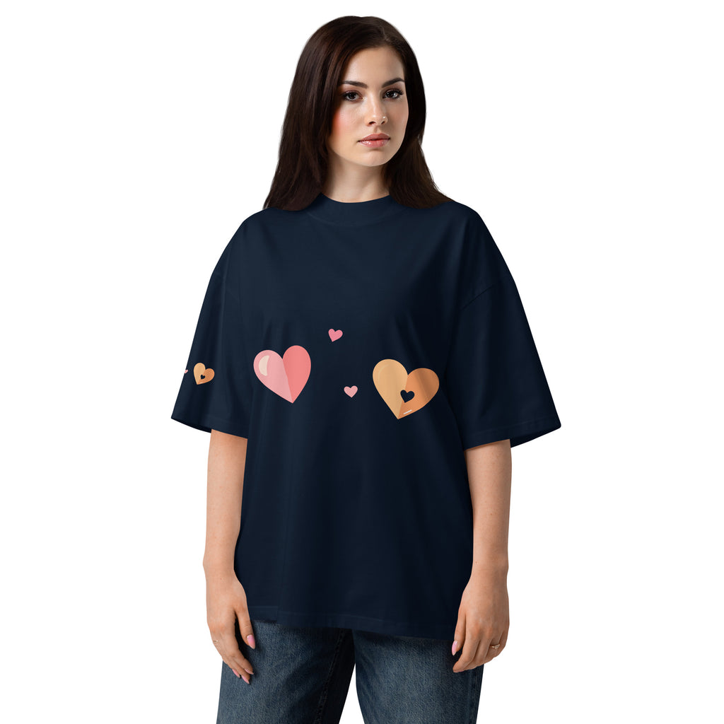 Valentine themed Hearts Unisex organic oversized high neck t-shirt