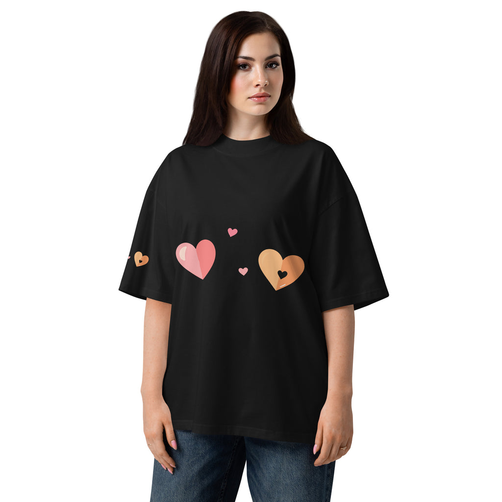Valentine themed Hearts Unisex organic oversized high neck t-shirt