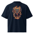 Black t-shirt with a dragon design on a white background