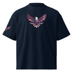 Navy blue t-shirt with an eagle design on a white background