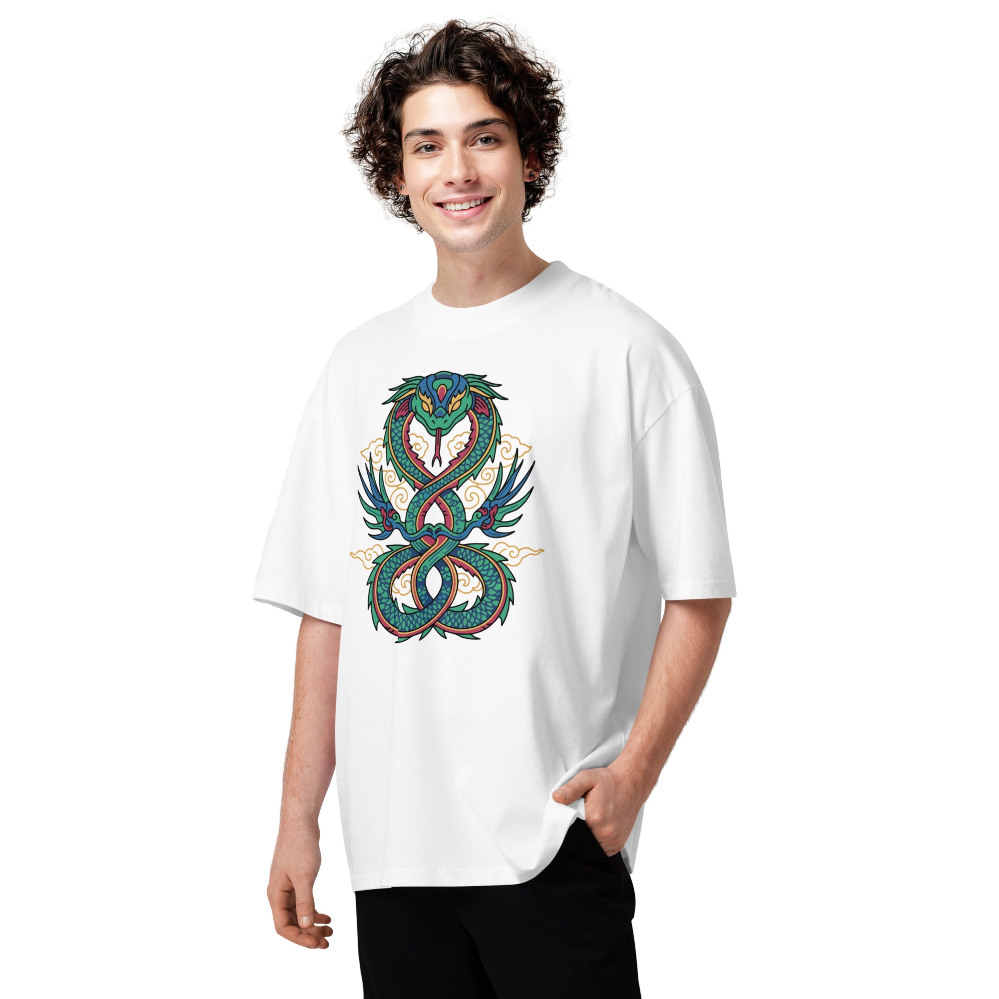 Unisex Organic Dragon Snake Oversized T-Shirt