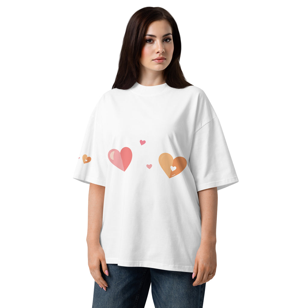 Valentine themed Hearts Unisex organic oversized high neck t-shirt