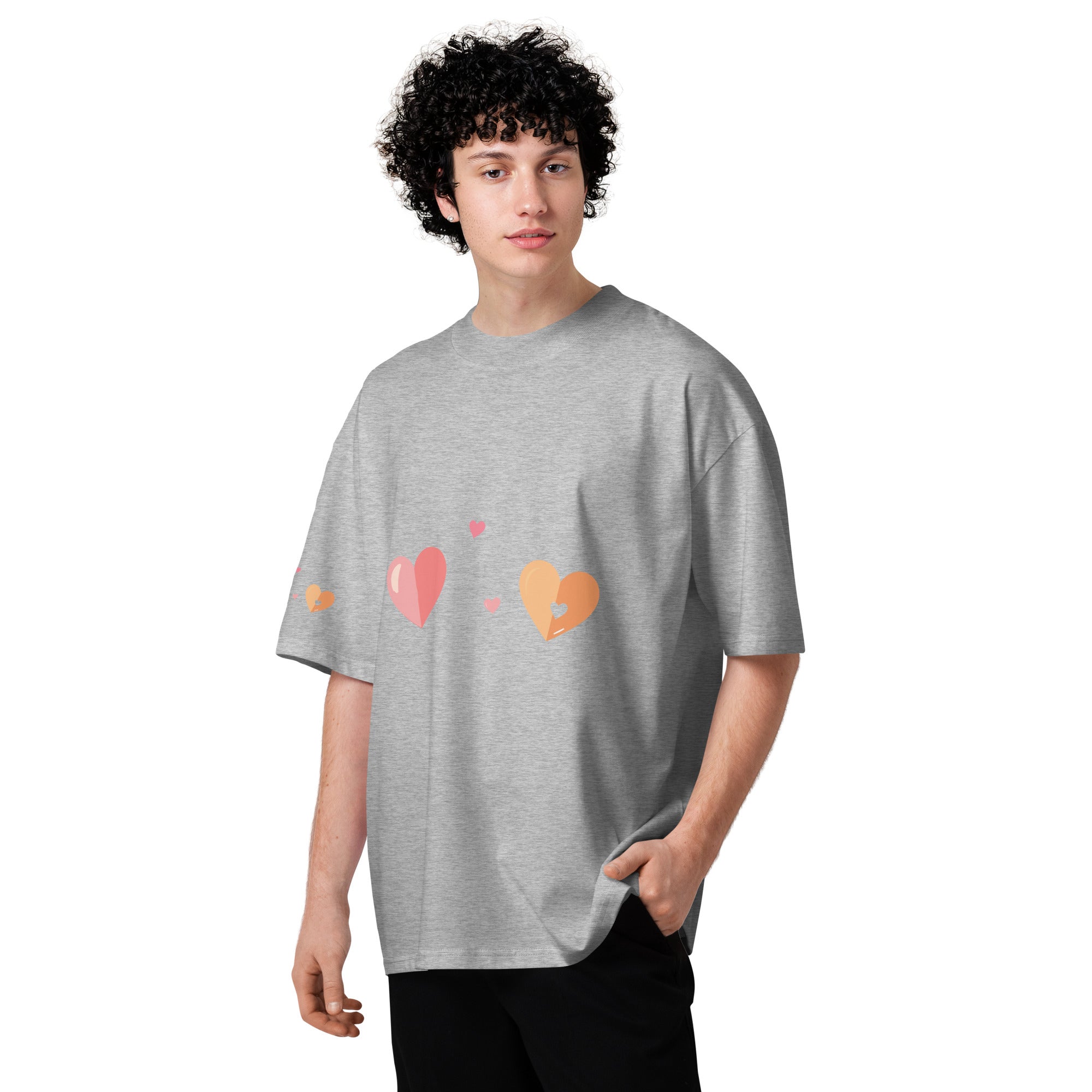Valentine themed Hearts Unisex organic oversized high neck t-shirt