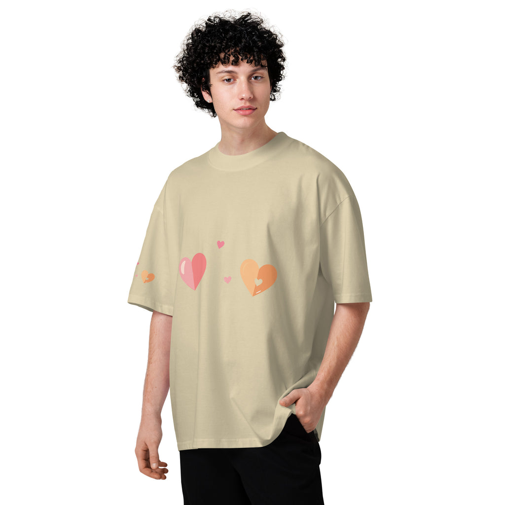 Valentine themed Hearts Unisex organic oversized high neck t-shirt
