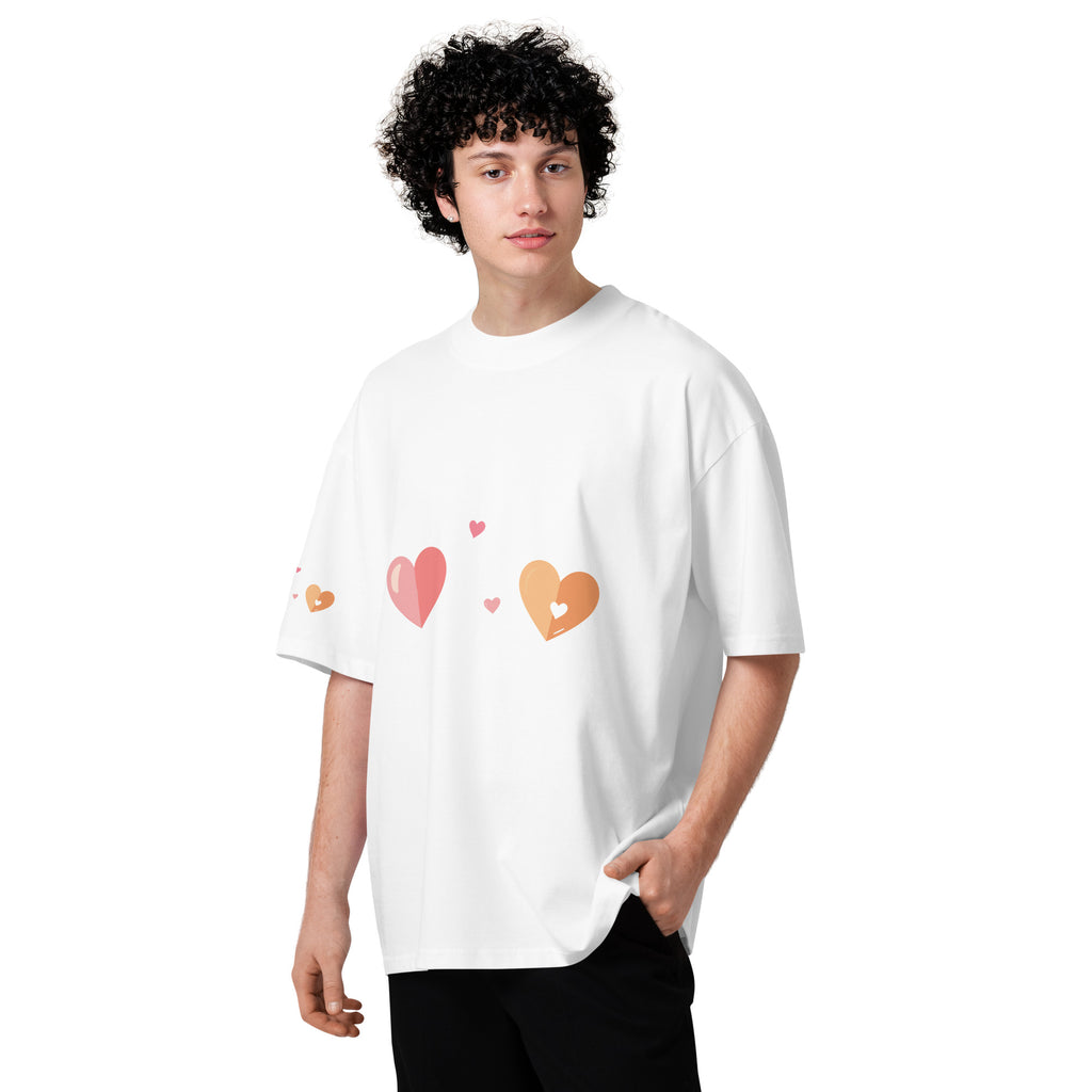 Valentine themed Hearts Unisex organic oversized high neck t-shirt
