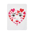 Card with a face design made of hearts on a white background